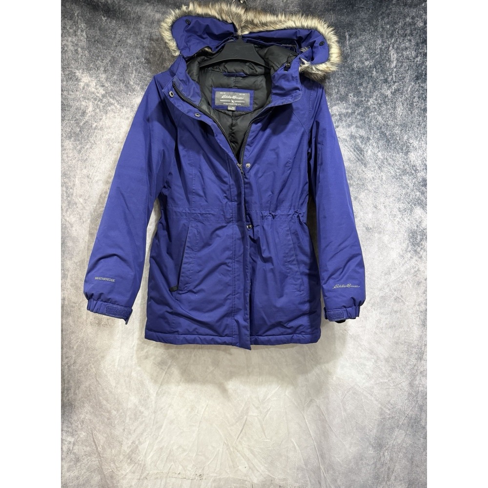 eddie bauer womens weatheredge Down Parks Faux Fur Good Blue PXS Winter Coat